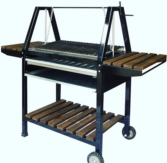 Asador de carbón con parrilla de acero inoxidable